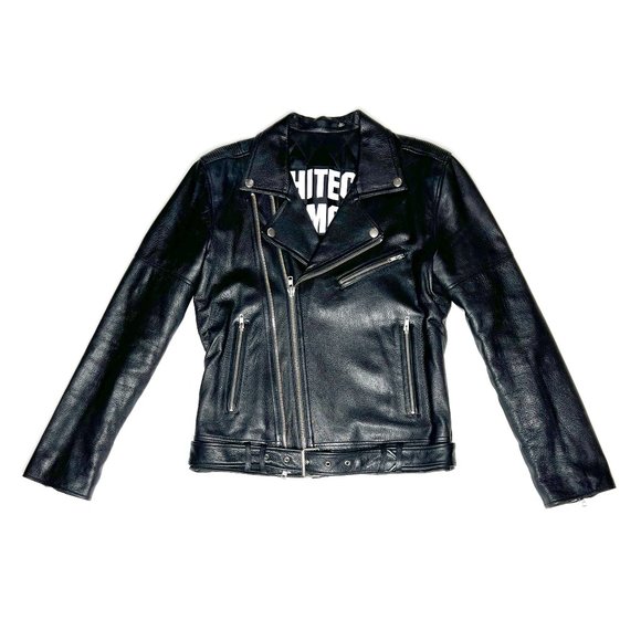 BLK DNM Men's Black Leather Motorcycle Jacket - Size: L "New With Tags"